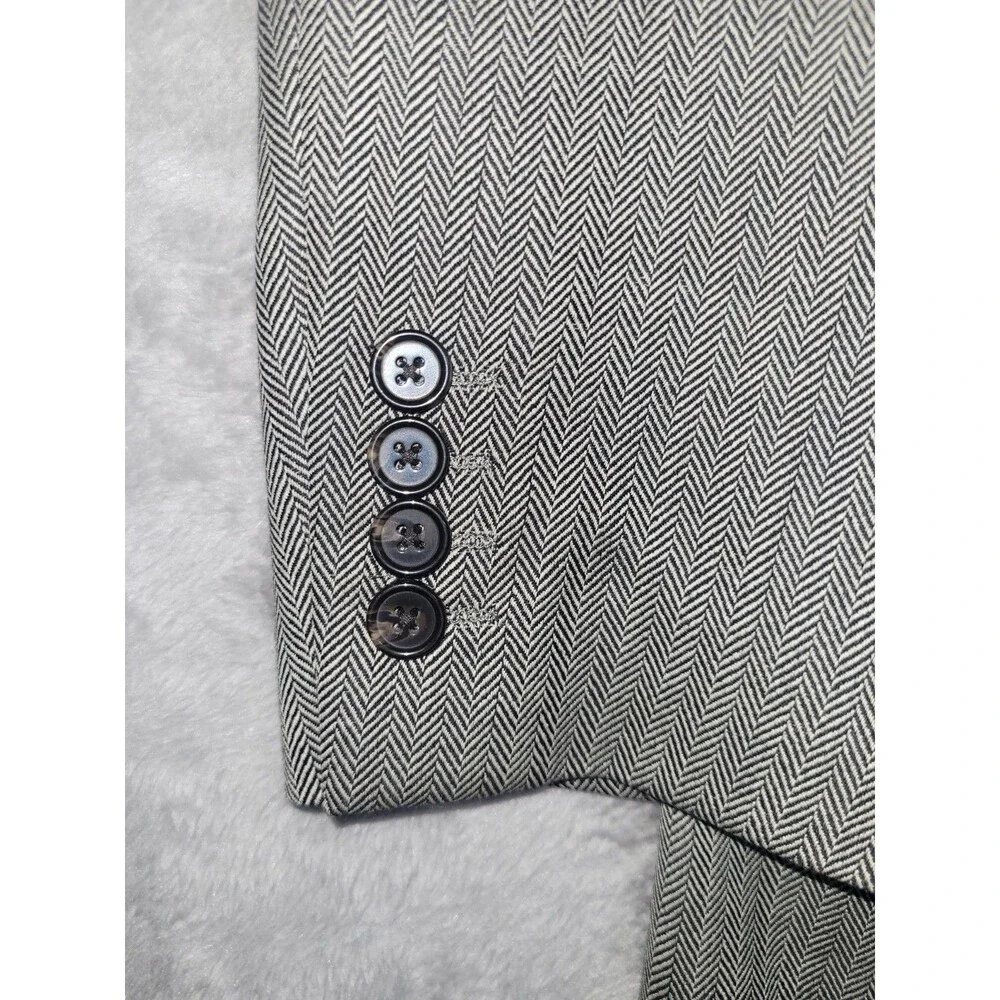 Lauren Ralph Lauren 100% Wool Brown Herringbone Sport Coat Blazer Size 44R